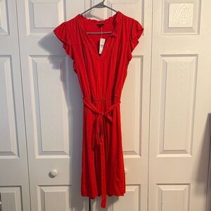 NWT Ann Taylor Vibrant Red Midi Dress